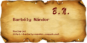 Barbély Nándor névjegykártya